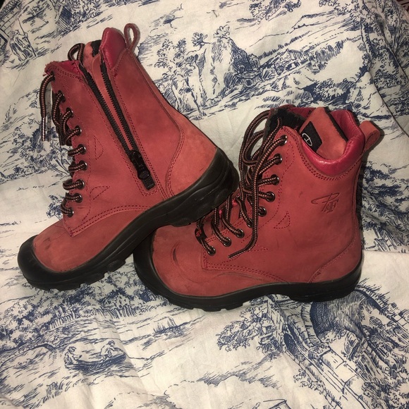 P&F Workwear Red Women’s Work Boots Waterproof Safety Toe Size 5 US - Picture 3 of 13